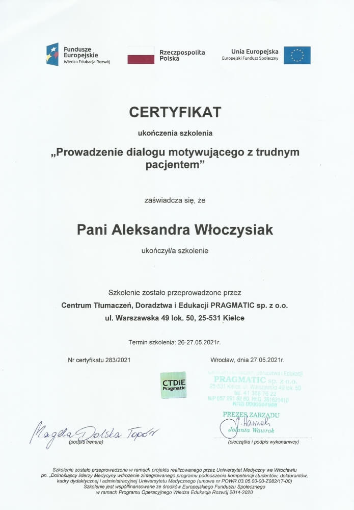 certyfikat aleksandra wloczysiak 5